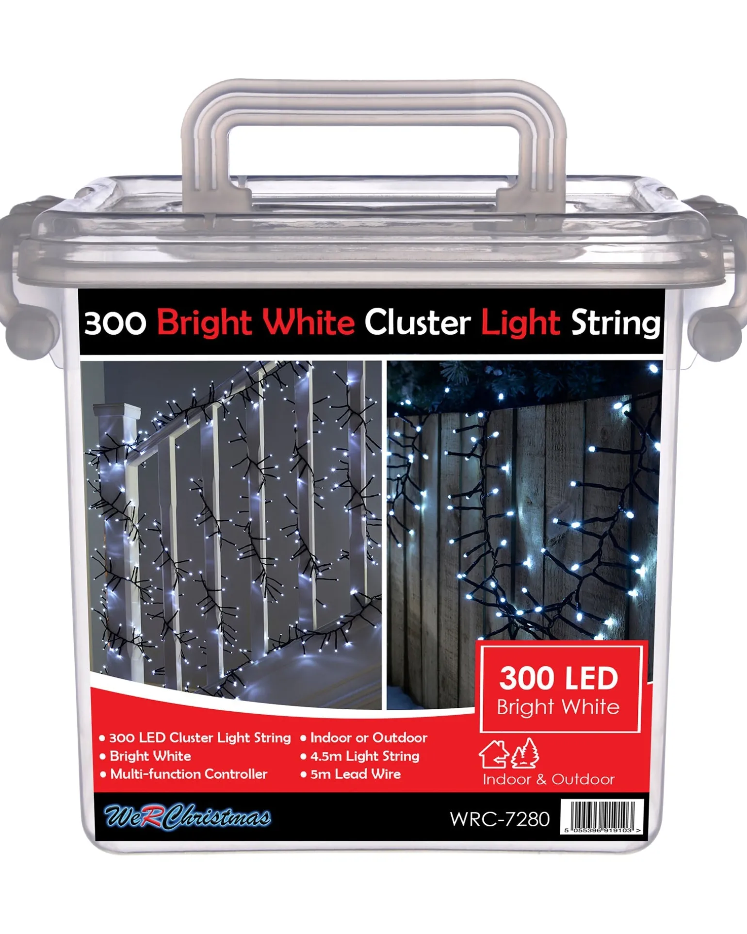 240 Chasing Cluster Light String, Bright White