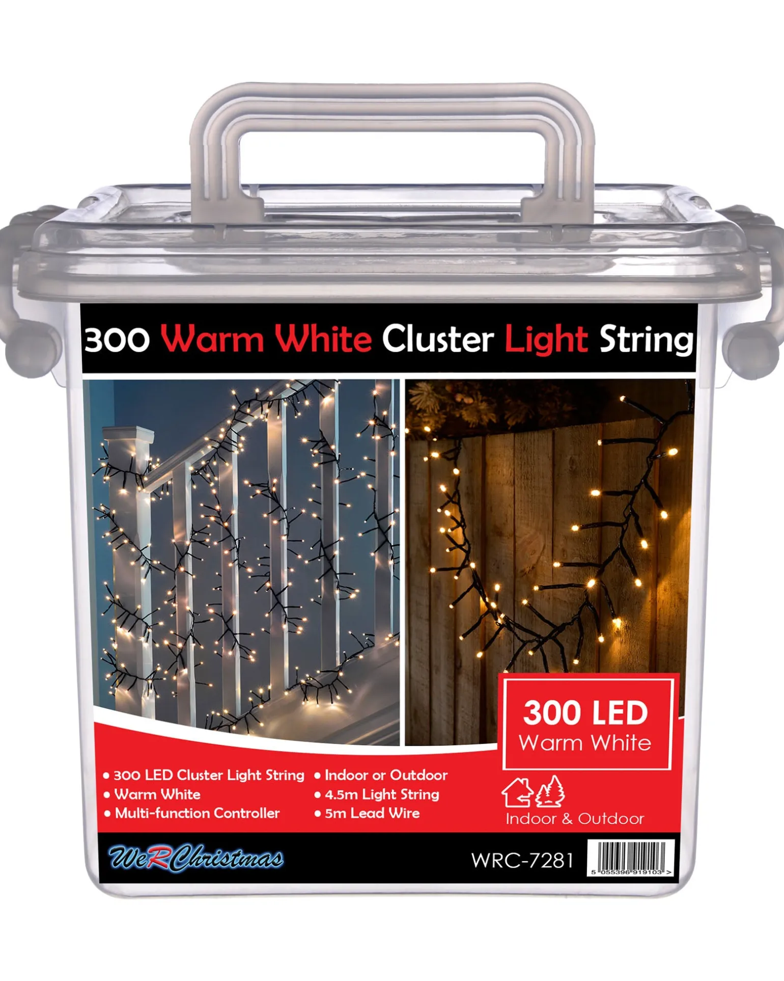 400 Chasing Cluster Light String, Warm White