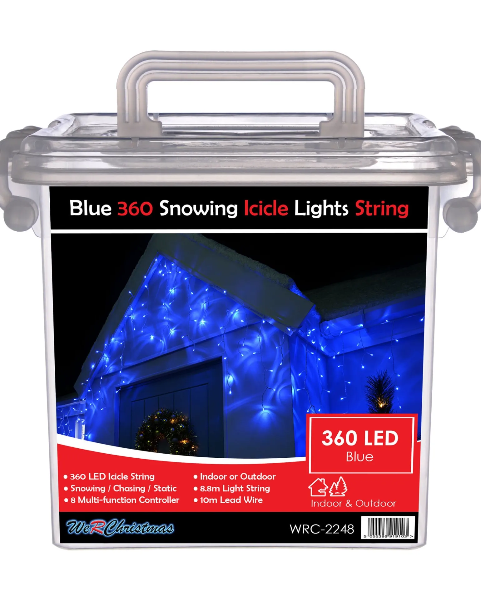 360 Icicle LED Light String, Blue, 8.8 M