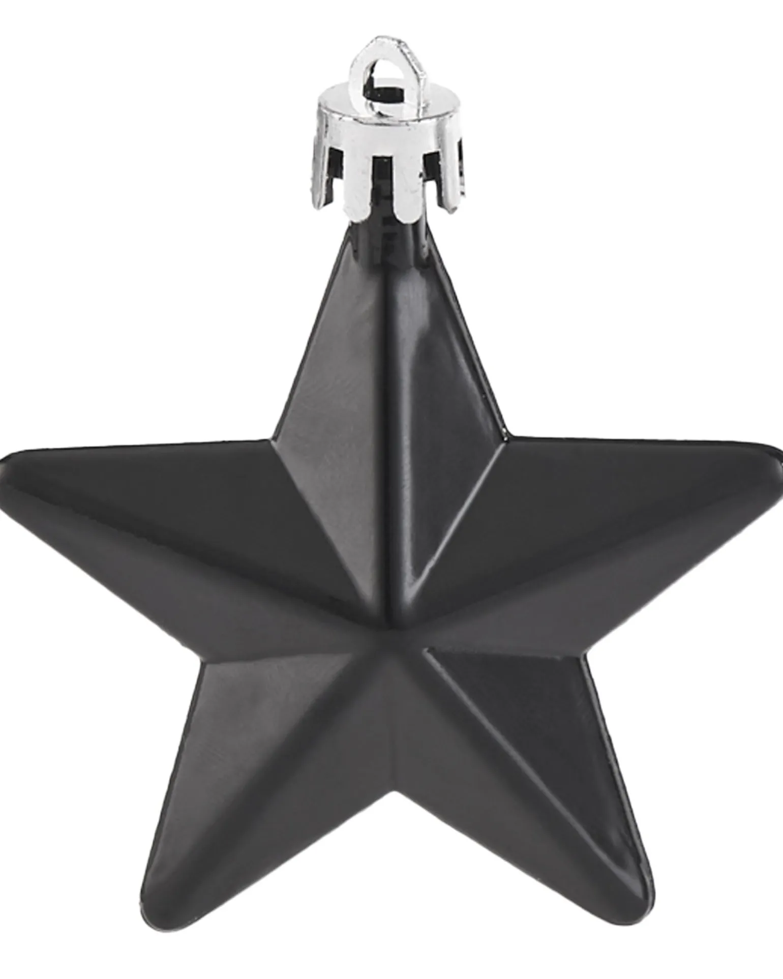 6 Pack Of Hanging Stars, Black, 7.5 Cm