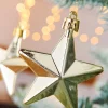 6 Pack Of Hanging Stars, Gold, 7.5 Cm