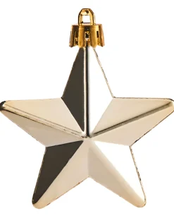 6 Pack Of Hanging Stars, Gold, 7.5 Cm