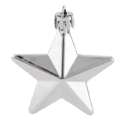 6 Pack Of Hanging Stars, Silver, 7.5 Cm