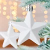 6 Pack Of Hanging Stars, White, 7.5 Cm