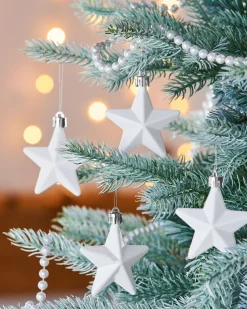 6 Pack Of Hanging Stars, White, 7.5 Cm