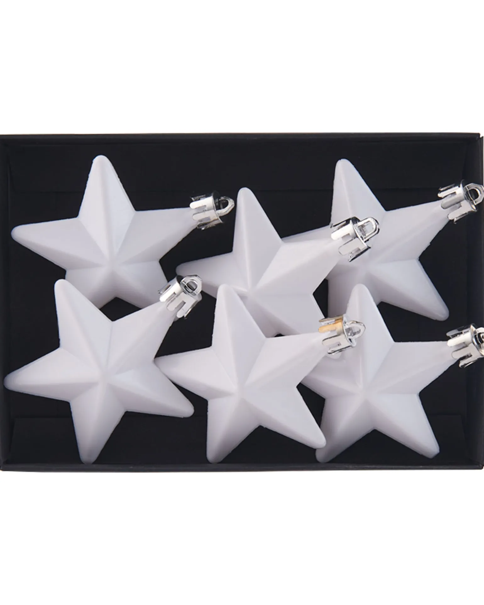 6 Pack Of Hanging Stars, White, 7.5 Cm