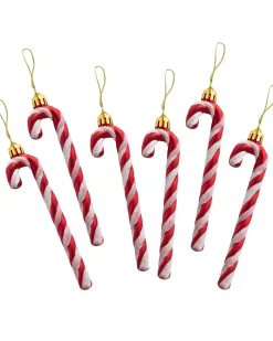 6 Pack Of Shatterproof Candy Canes, Red, 13 Cm