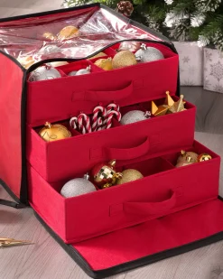 48 Piece Decoration And Ornament Storage Box, Red, 40 Cm