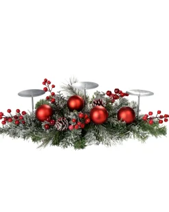 3 Pillar Decorated Candle Holder, Frosted