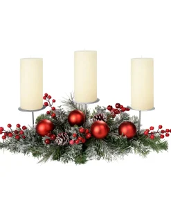 3 Pillar Decorated Candle Holder, Frosted