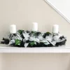 3 Pillar Decorated Garland Candle Holder, Black/Silver, 76 Cm