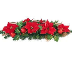 3 Pillar Decorated Garland Candle Holder, Red, 76 Cm