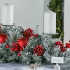 3 Pillar Decorated Garland Candle Holder, Frosted, 76 Cm