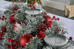 3 Pillar Decorated Garland Candle Holder, Frosted, 76 Cm