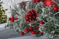 3 Pillar Decorated Garland Candle Holder, Frosted, 76 Cm
