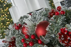 3 Pillar Decorated Garland Candle Holder, Frosted, 76 Cm