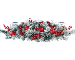 3 Pillar Decorated Garland Candle Holder, Frosted, 76 Cm
