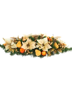 3 Pillar Decorated Garland Candle Holder, Copper, 76 Cm