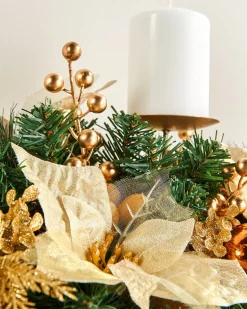 3 Pillar Decorated Garland Candle Holder, Copper, 76 Cm