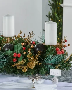 3 Pillar Decorated Garland Candle Holder, 76 Cm