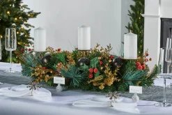 3 Pillar Decorated Garland Candle Holder, 76 Cm
