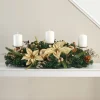 3 Pillar Decorated Garland Candle Holder, Cream/Gold, 76 Cm