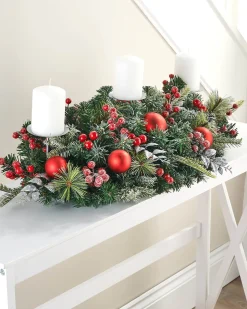 3 Pillar Decorated Garland Candle Holder, 76 Cm