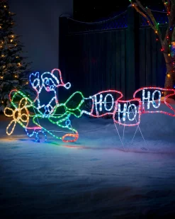 Animated Flying Santa Rope Light Silhouette, 190 Cm