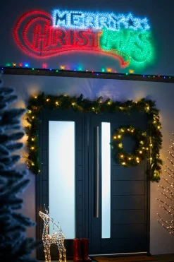 Animated Merry Christmas Rope Light Silhouette, 185 Cm