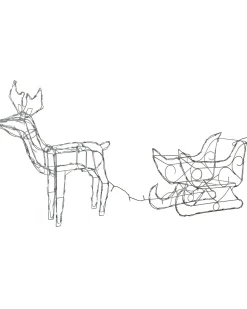 Animated Multi-Function Reindeer And Sleigh Silhouette, 80 Cm