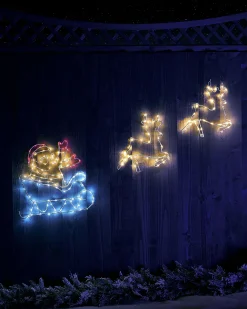Animated Reindeer With Santa Sleigh Rope Light Silhouette, 1 M