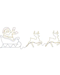 Animated Reindeer With Santa Sleigh Rope Light Silhouette, 1 M