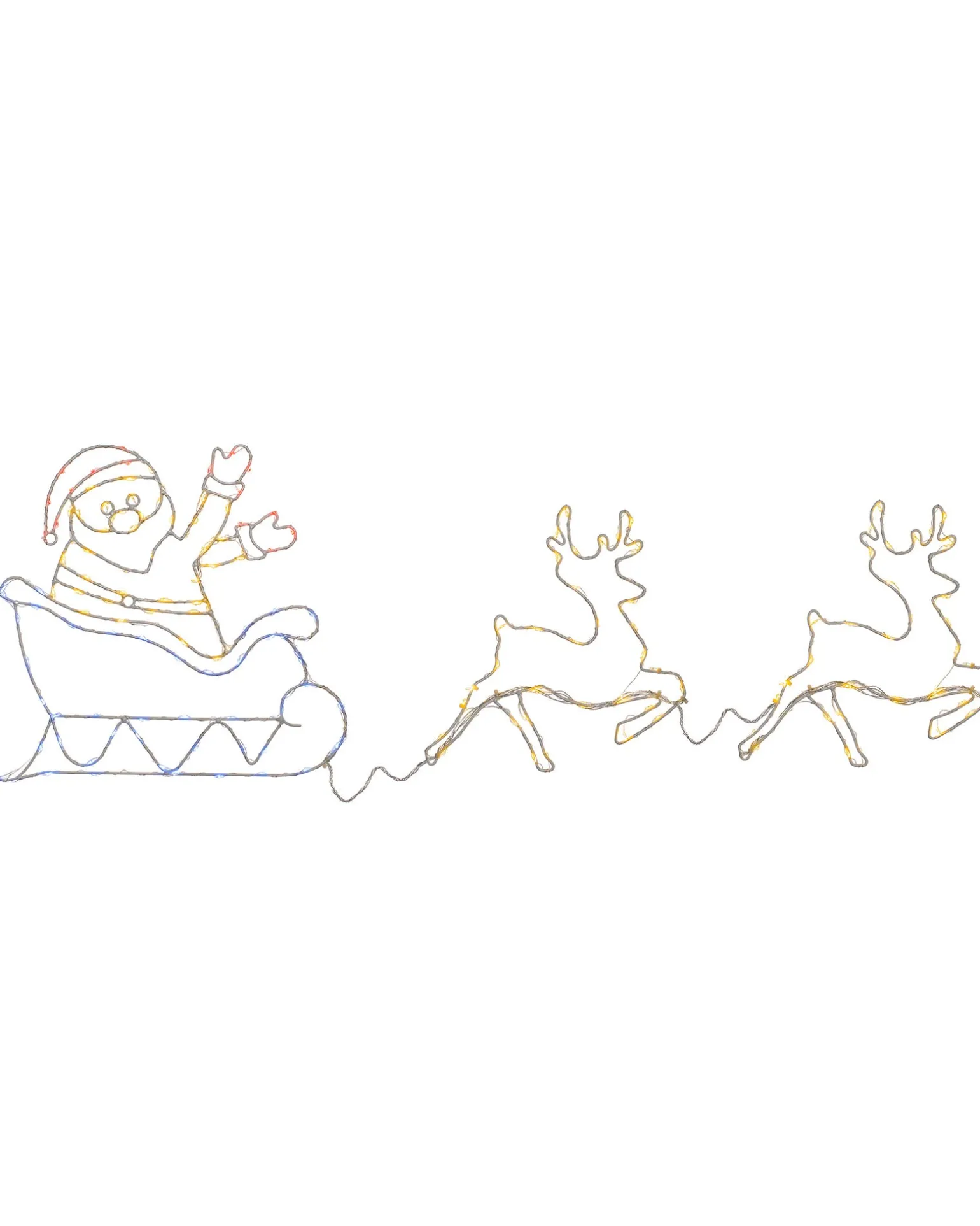 Animated Reindeer With Santa Sleigh Rope Light Silhouette, 1 M