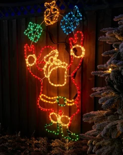 Animated Santa And Presents Rope Light Silhouette, 114 Cm