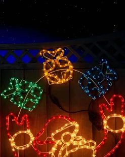 Animated Santa And Presents Rope Light Silhouette, 114 Cm