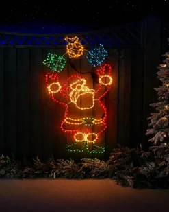 Animated Santa And Presents Rope Light Silhouette, 114 Cm