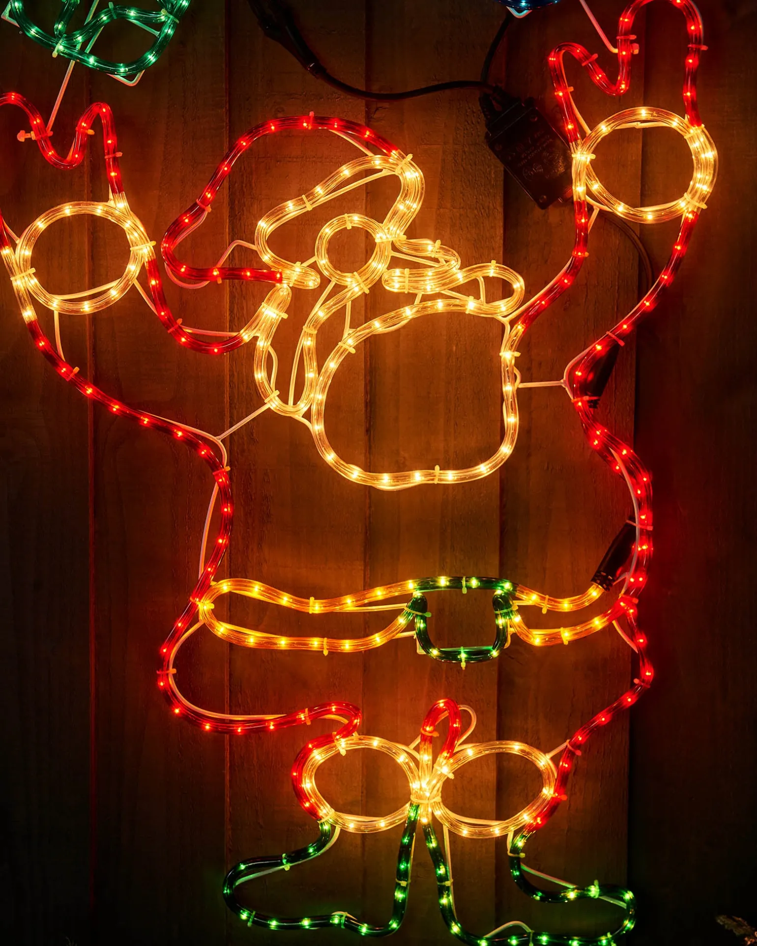 Animated Santa And Presents Rope Light Silhouette, 114 Cm