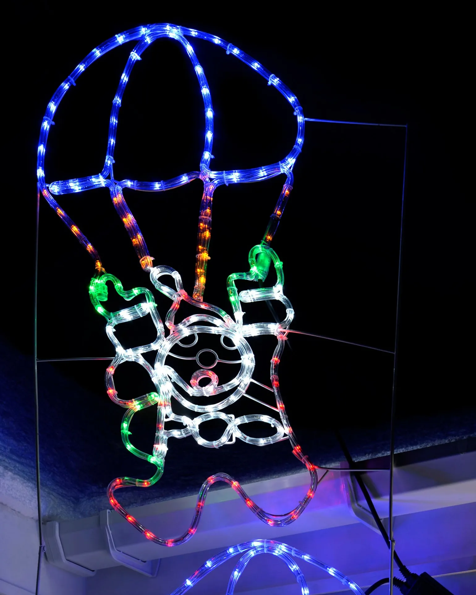 Animated Santa Parachute Rope Light Silhouette, 183 Cm