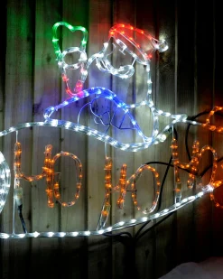 Animated Santa Rocket Rope Light Silhouette, 170 Cm