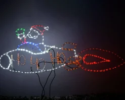 Animated Santa Rocket Rope Light Silhouette, 170 Cm