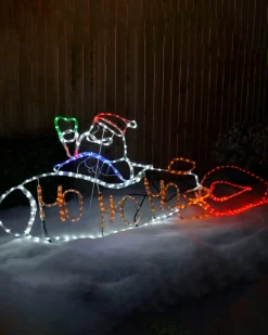 Animated Santa Rocket Rope Light Silhouette, 170 Cm