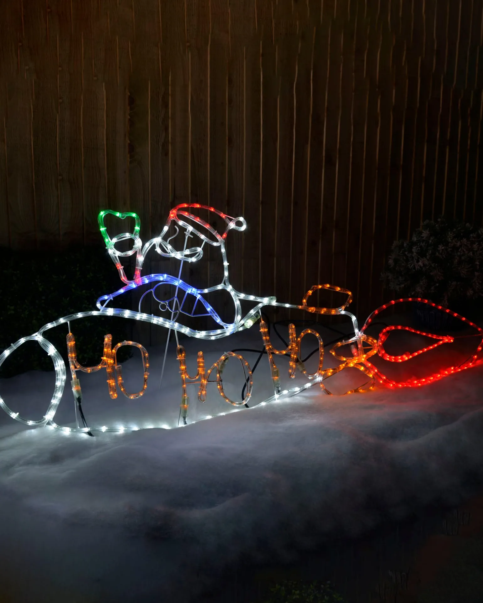 Animated Santa Rocket Rope Light Silhouette, 170 Cm