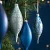 Antarctica Blue Glass Baubles, 5 Pack, 15 Cm
