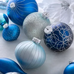 Antarctica Blue Glass Baubles, 5 Pack, 15 Cm