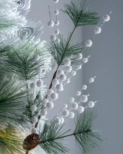 Artificial Berries And Pinecone Pick, White, 66 Cm