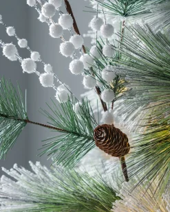 Artificial Berries And Pinecone Pick, White, 66 Cm