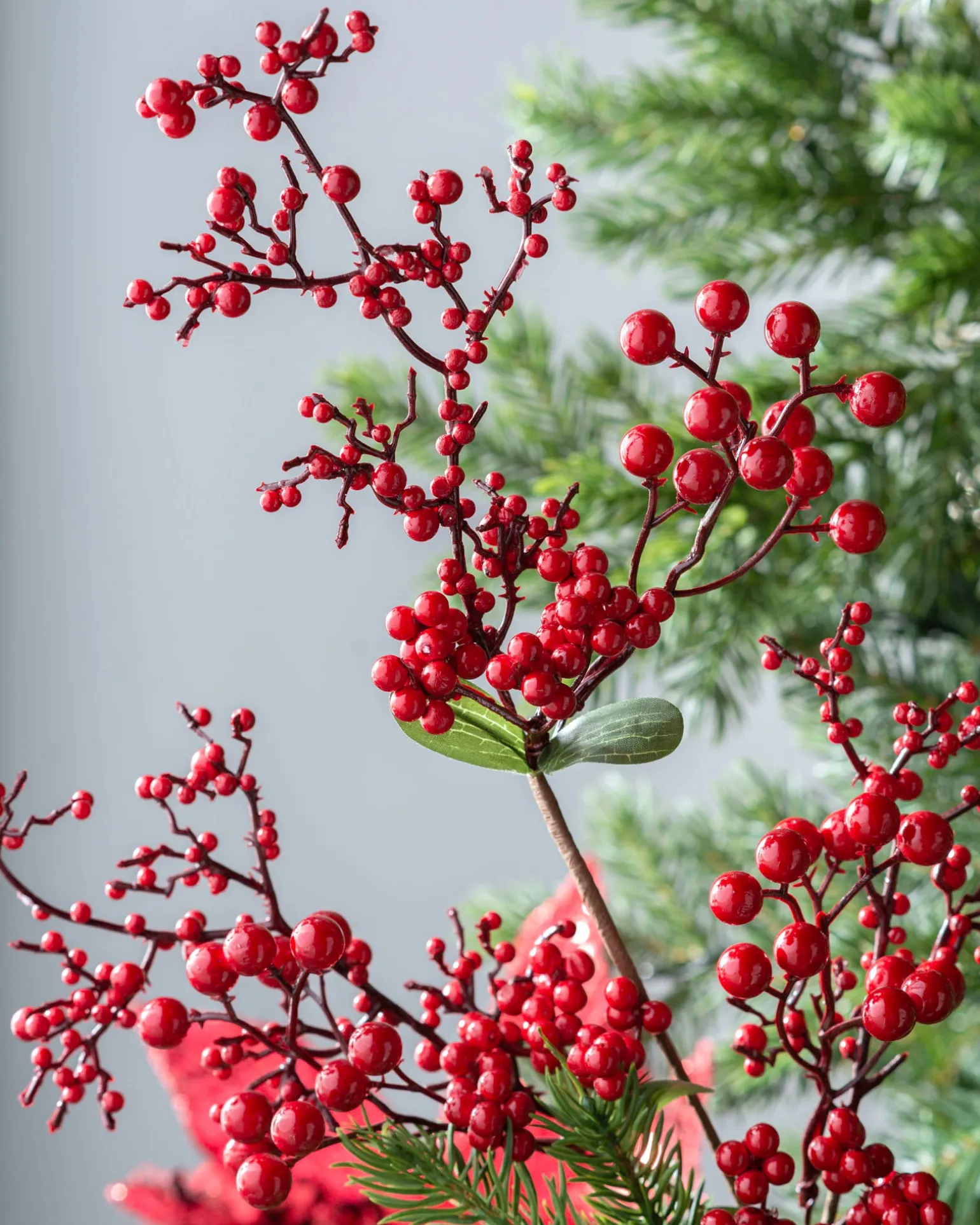 Artificial Berries Tree Pick, Red, 62 Cm