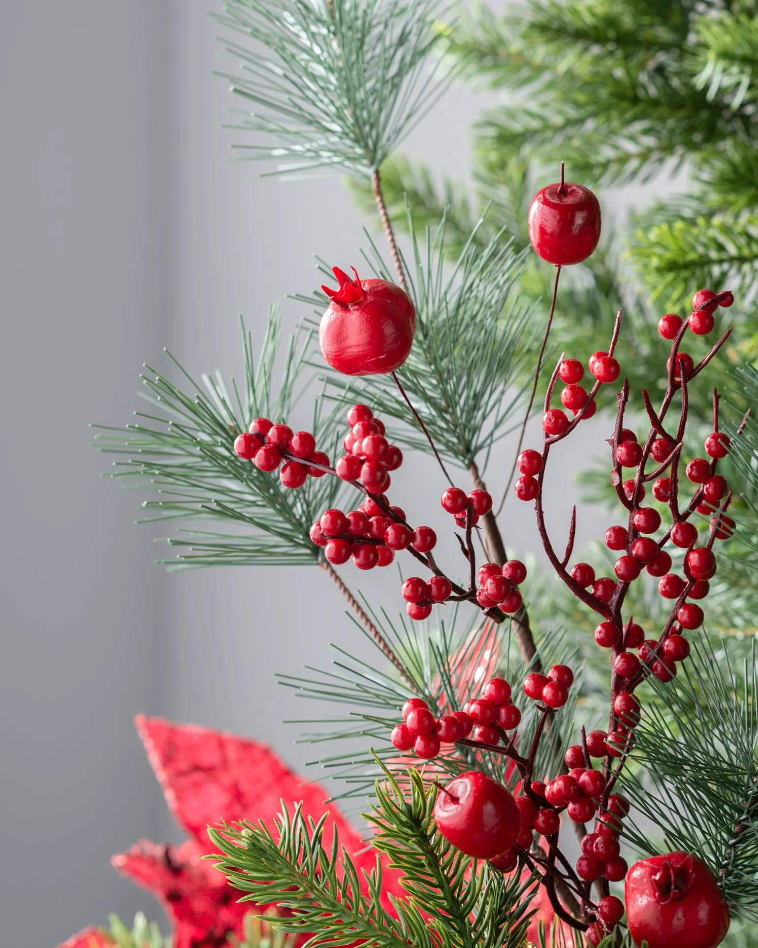 Artificial Berries Tree Pick, Red, 66 Cm