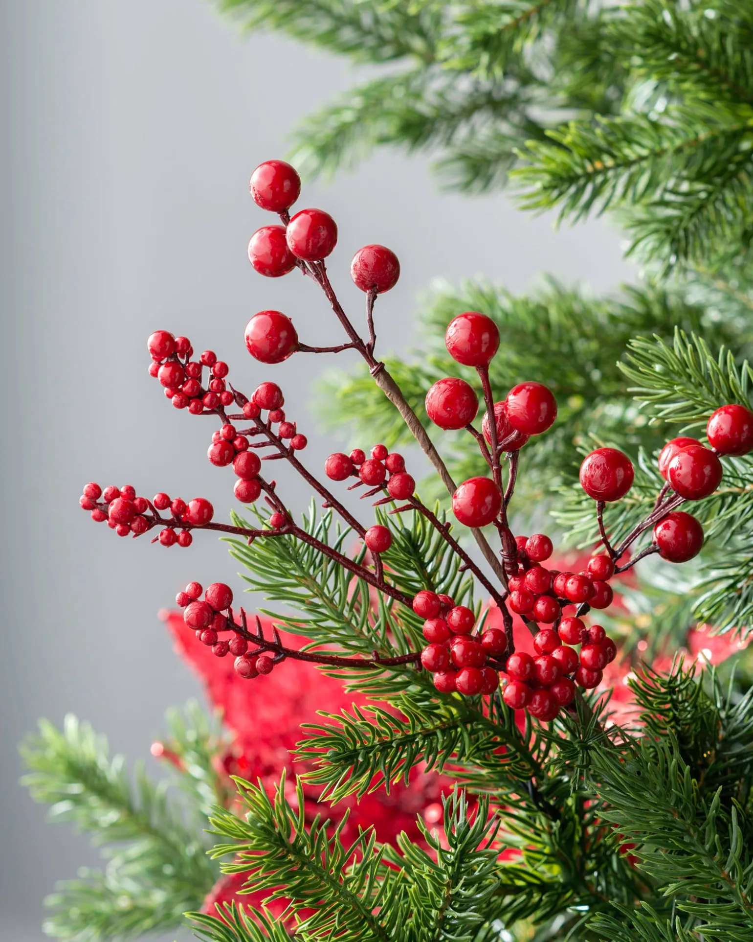 Artificial Berries Tree Pick, Red, 30 Cm