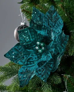 Artificial Emerald Poinsettia Flower, 30 Cm